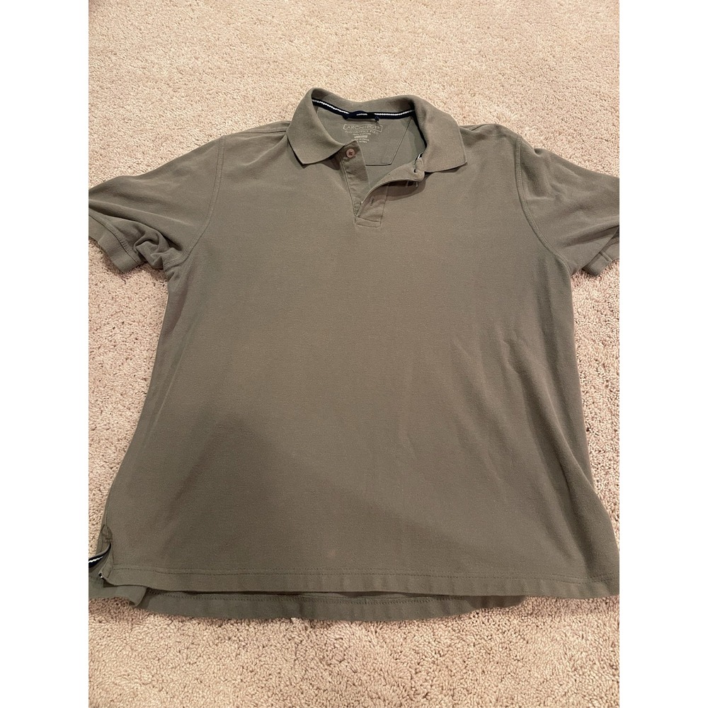 Architect Mens Large Performance Polo Shirt Olive Green Short Sleeve